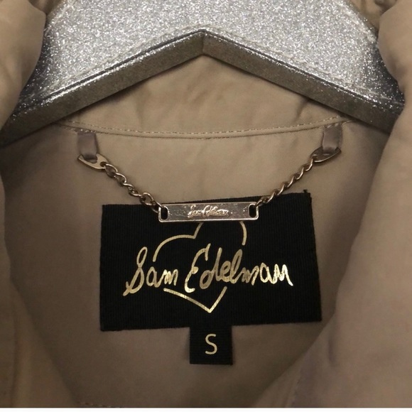 Sam Edelman Rhinestone Studded Tan Trench Coat - Picture 2 of 4